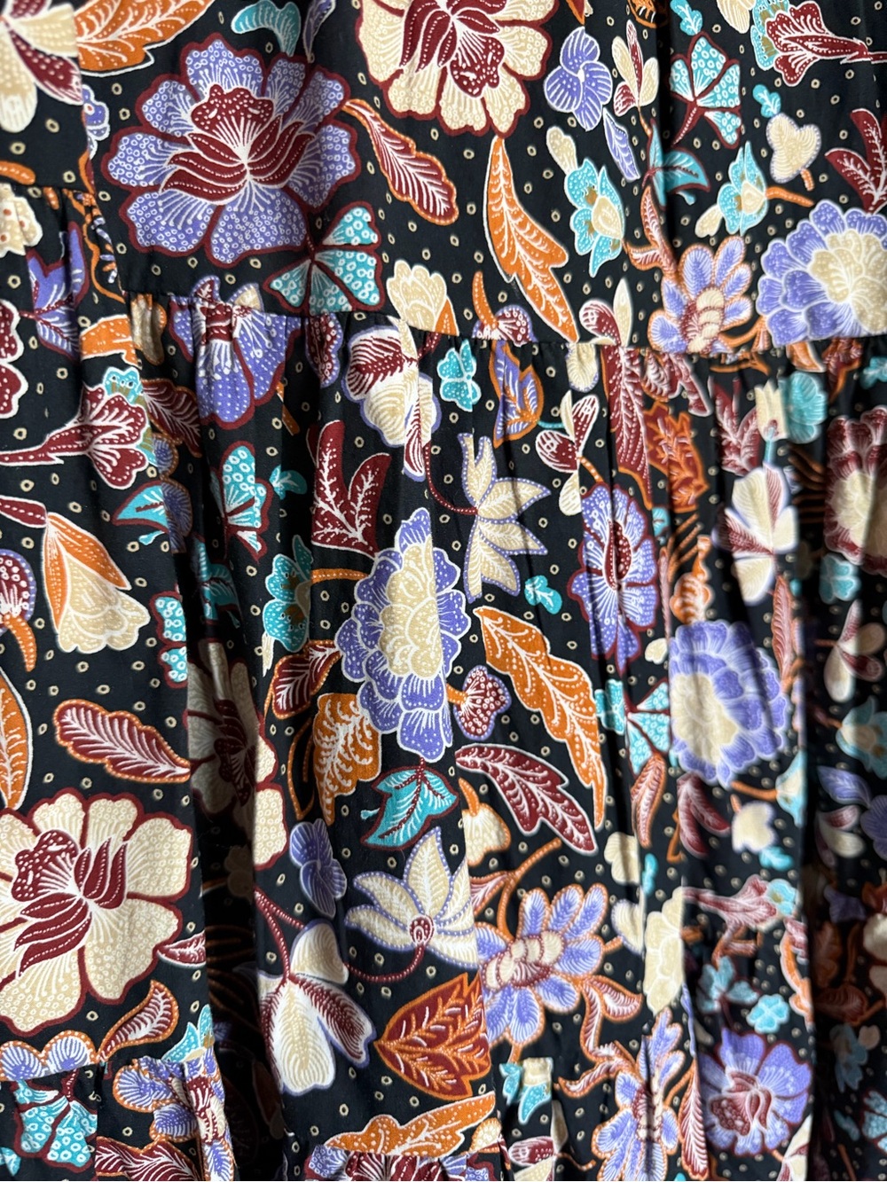 Ann Taylor Black Floral Maxi Dress with Purple & Cream Accents - Picture 2 of 4